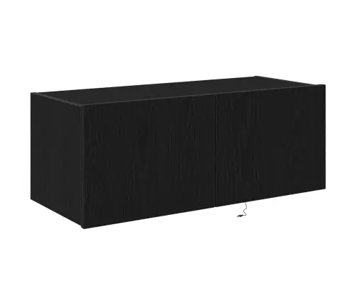 Tv Sienas Skapītis Ar Led Apgaismojumu Melnā Ozolā 80X35X31 Cm Vidaxl
