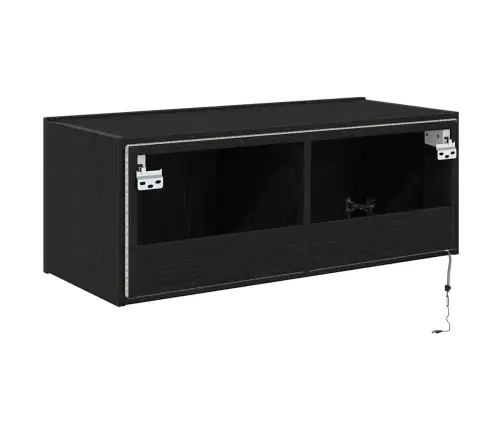 Tv Sienas Skapītis Ar Led Apgaismojumu Melnā Ozolā 80X35X31 Cm Vidaxl Tv Sienas Skapītis Ar Led Apgaismojumu Melnā Ozolā 80X35X31 Cm Vidaxl