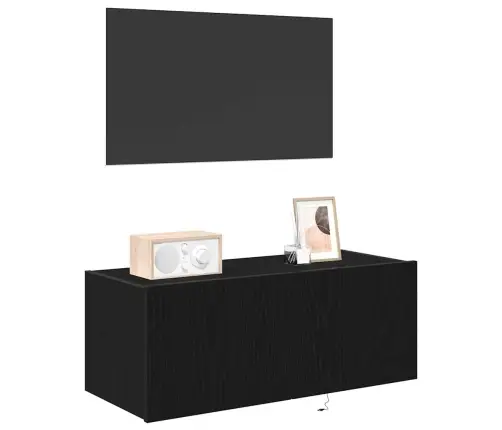 Tv Sienas Skapītis Ar Led Apgaismojumu Melnā Ozolā 80X35X31 Cm Vidaxl Tv Sienas Skapītis Ar Led Apgaismojumu Melnā Ozolā 80X35X31 Cm Vidaxl