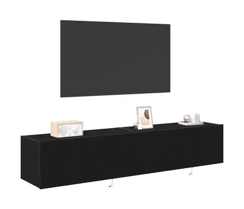 Tv Sienas Skapīši Ar Led Gaismām 2 Gabali Melns Ozols 80X35X31 Cm Vidaxl