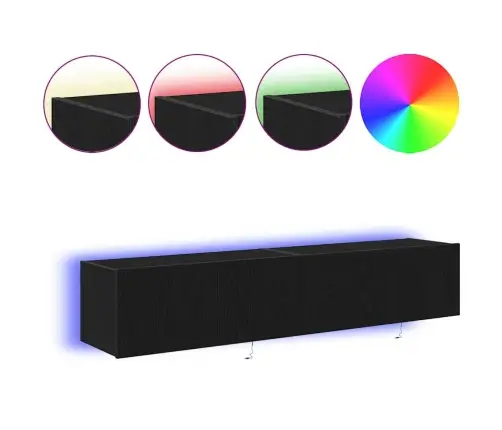 Tv Sienas Skapīši Ar Led Gaismām 2 Gabali Melns Ozols 80X35X31 Cm Vidaxl