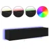 Tv Sienas Skapīši Ar Led Gaismām 2 Gabali Melns Ozols 80X35X31 Cm Vidaxl