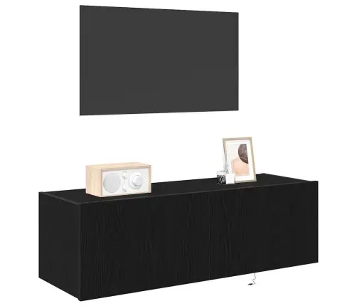 Tv Sienas Skapis Ar Led Gaismām Melnā Ozola Krāsā 100X35X31 Cm Vidaxl Tv Sienas Skapis Ar Led Gaismām Melnā Ozola Krāsā 100X35X31 Cm Vidaxl