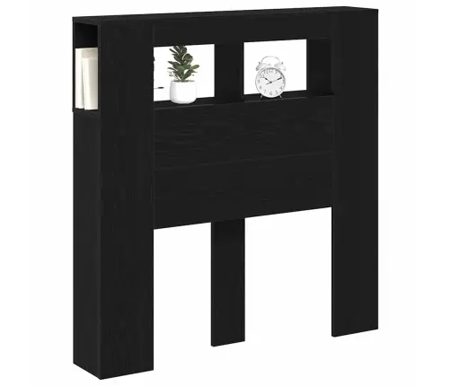 Uzglabāšanas Galvas Balsts Ar Led Gaismām Melna Ozola 100X18,5X103,5 Cm Vidaxl