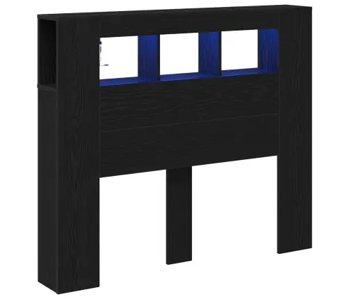 Uzglabāšanas Galvas Balsts Ar Led Apgaismojumu Melns Ozols 120X18,5X103,5 Cm Vidaxl
