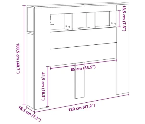 Led Galvūgalis Su Lentyna Juodas Ąžuolas 120 X 18,5 X 103,5 Cm
