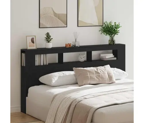 Gultas Galva Ar Led Apgaismojumu Melnā Ozolkoka Krāsā 200X18,5X103,5 Cm Vidaxl