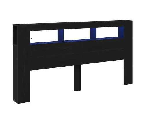 Gultas Galva Ar Led Apgaismojumu Melnā Ozolkoka Krāsā 200X18,5X103,5 Cm Vidaxl