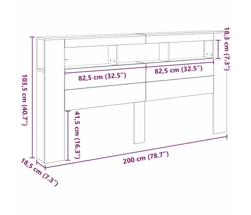 Gultas Galva Ar Led Apgaismojumu Melnā Ozolkoka Krāsā 200X18,5X103,5 Cm Vidaxl