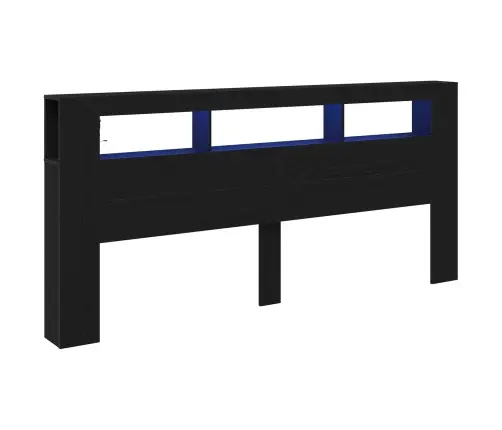 Uzglabāšanas Galvas Balsts Ar Led Gaismām Melnā Ozola Krāsā 220X18,5X103,5 Cm Vidaxl