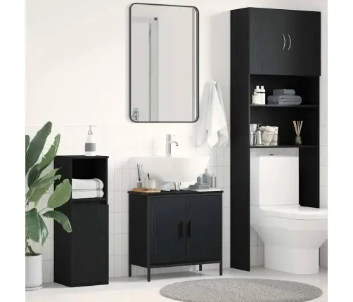 Vannasistabas Izlietnes Skapītis Melns Ozols 60X30X60 Cm Inženierijas Koks Vidaxl