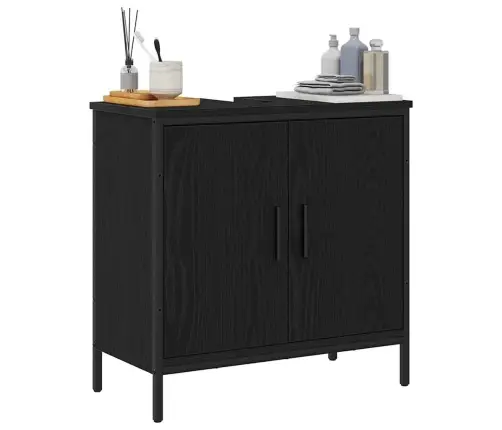 Vannasistabas Izlietnes Skapītis Melns Ozols 60X30X60 Cm Inženierijas Koks Vidaxl