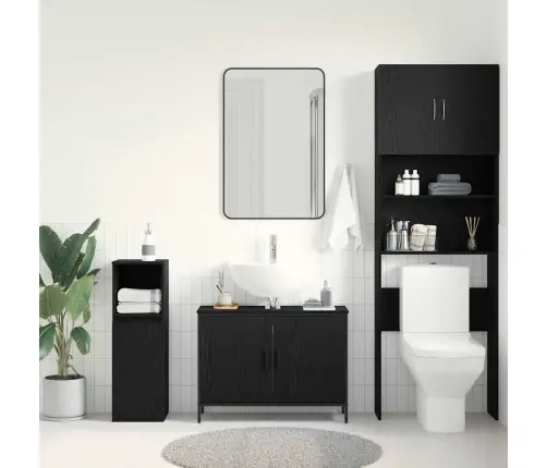 Vonios Kriauklės Spinta Juodas Ąžuolas 80 X 30 X 60 Cm