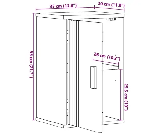 Vannas Istabas Uzglabāšanas Skapis 35X30X55 Cm Cietā Priede Vidaxl