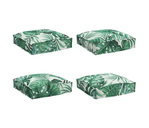 Paletes Spilveni 4 Gab. Ar Lapu Rakstu (40X40X8 Cm), Oksforda Audums Vidaxl