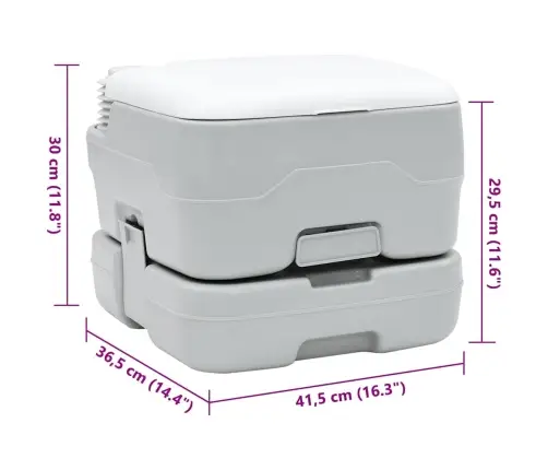 Pārnēsājamā Tualete, Pelēka Un Balta, 10 L Vidaxl