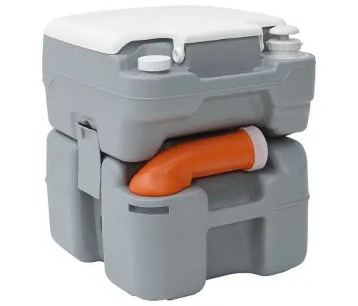 Kempinga Tualete Pelēks Korpuss + Balts Vāks Vidaxl