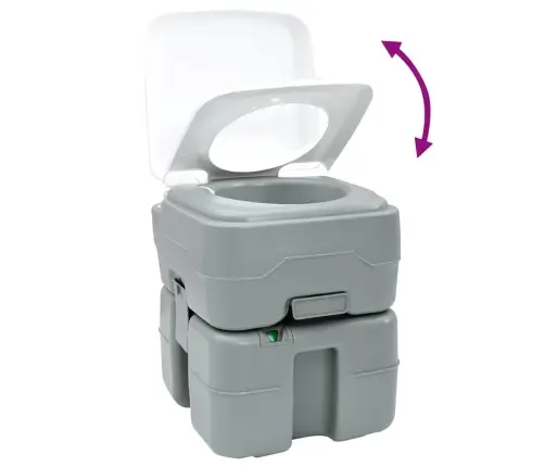 Kempinga Tualete Pelēks Korpuss + Balts Vāks Vidaxl