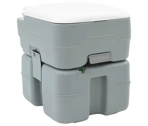 Kempinga Tualete Pelēks Korpuss + Balts Vāks Vidaxl