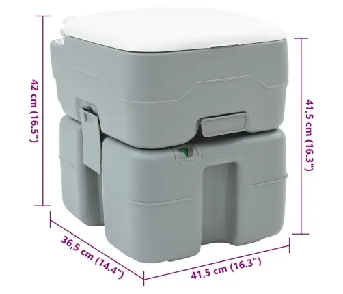 Kempinga Tualete Pelēks Korpuss + Balts Vāks Vidaxl