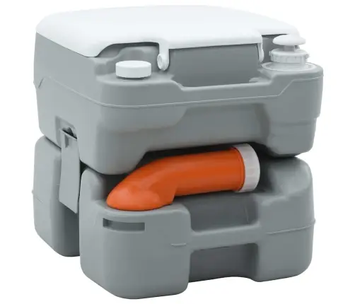 Kempinga Tualete Pārvietojama Pelēka 10L Dzeramais Ūdens 20L Atkritumu Tvertne Vidaxl