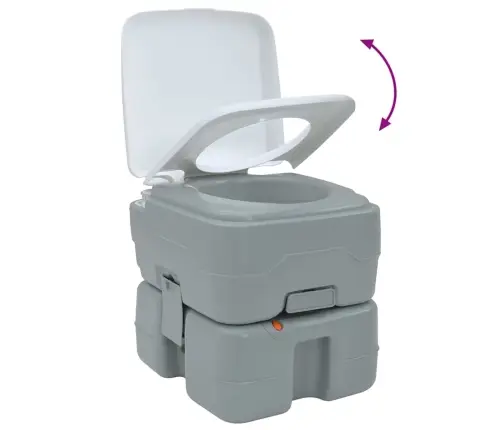 Kempinga Tualete Pārvietojama Pelēka 10L Dzeramais Ūdens 20L Atkritumu Tvertne Vidaxl
