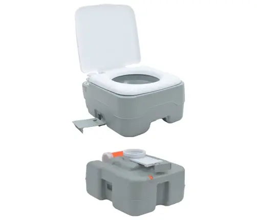 Kempinga Tualete Pārvietojama Pelēka 10L Dzeramais Ūdens 20L Atkritumu Tvertne Vidaxl