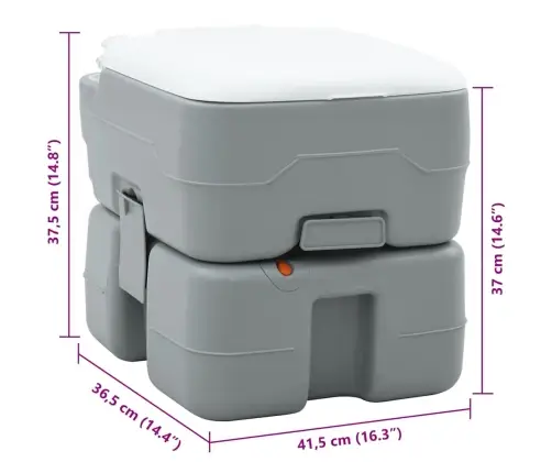 Kempinga Tualete Pārvietojama Pelēka 10L Dzeramais Ūdens 20L Atkritumu Tvertne Vidaxl