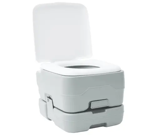 Kempinga Tualete Pārnēsājama Pelēkā Krāsā, 10L Svaigā Ūdenī Un 10L Atkritumu Tvertnē Vidaxl