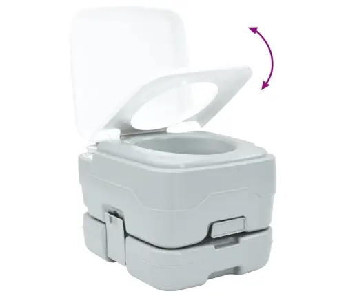 Kempinga Tualete Pārnēsājama Pelēkā Krāsā, 10L Svaigā Ūdenī Un 10L Atkritumu Tvertnē Vidaxl
