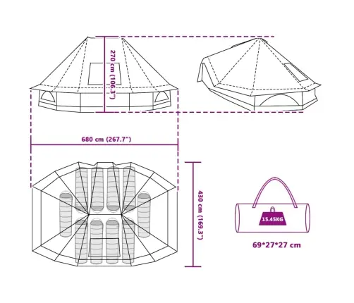 Pere Tipi Telk Tipi Katusega Hall Ja Oranž 680 X 430 X 270 Cm