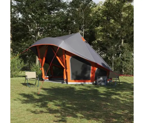 Ģimenes Telts Tipi Pelēkā Un Oranžā Krāsā 10 Cilvēkiem - Ūdens Noturīga Vidaxl