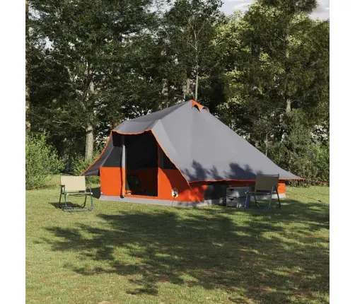 Ģimenes Telts Tipi Pelēka Un Oranža 8-Cilvēku Ūdensizturīga Vidaxl