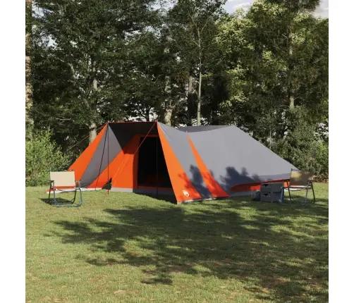 Ģimenes Telts Ar Paplašinātu Pārklāju Pelēkā Un Oranžā Krāsā, Ūdensnecaurlaidīga, 12 Personām Vidaxl