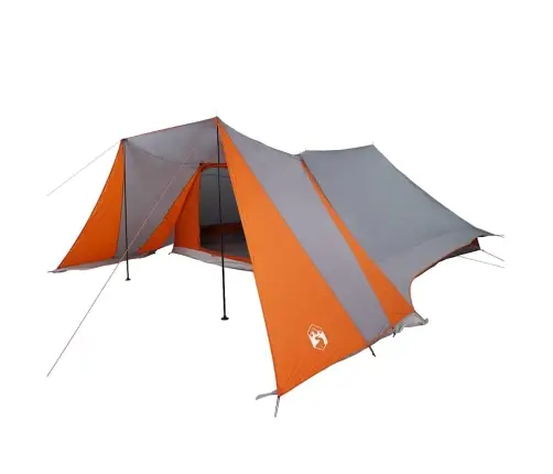 Ģimenes Telts Ar Paplašinātu Pārklāju Pelēkā Un Oranžā Krāsā, Ūdensnecaurlaidīga, 12 Personām Vidaxl