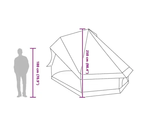 Ģimenes Telts Tipi Zaļā 8 Cilvēkiem Ūdensnecaurlaidīga Vidaxl