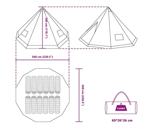 Pere Tipi Telk Katusega Sinine Ja Hall 560 X 560 X 300 Cm