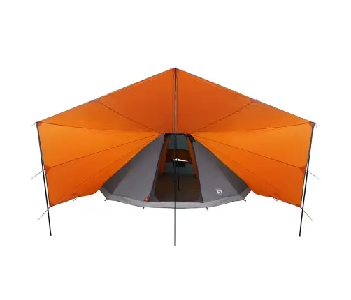 Ģimenes Telts Tipi Pelēka Un Apelsīnu 12 Cilvēku Ūdensnecaurlaidīga Vidaxl