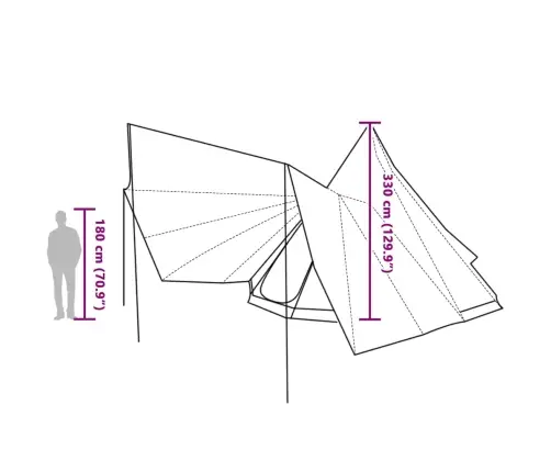 Ģimenes Telts Tipi Pelēka Un Apelsīnu 12 Cilvēku Ūdensnecaurlaidīga Vidaxl