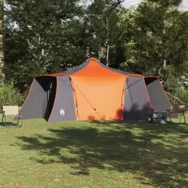 Tipi Telts Ar Jumtu Pelēka Un Oranža 492 X 492 X 275 Cm Audums Vidaxl