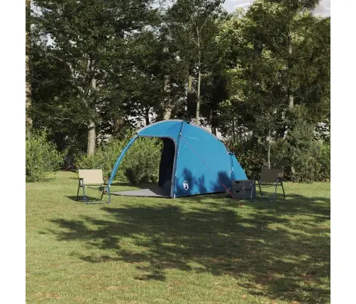 Telts Ar Jumtu Zila Vidējs Poliesters Un Stiklašķiedra Vidaxl