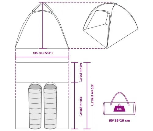 Telts Ar Jumtu Zila Vidējs Poliesters Un Stiklašķiedra Vidaxl