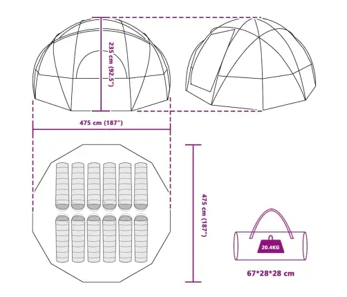 Telts Ar Jumtu Ar Gaisa Ventilāciju Zaļa Lieli Vidaxl