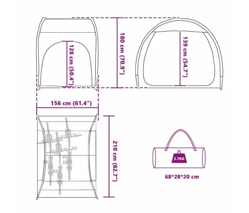 Velosipēdu Uzglabāšanas Telts Ar Jumtu Ar Uzglabāšanu Ar Gaisa Ventilāciju Zila Vidaxl
