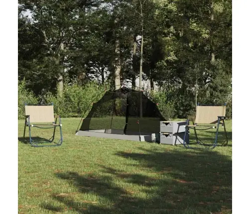 Palapinė Su Stogu Su Saugykla Pilka Ir Juoda 236 X 150 X 136 Cm