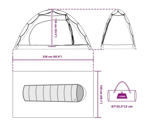 Palapinė Su Stogu Su Saugykla Pilka Ir Juoda 236 X 150 X 136 Cm