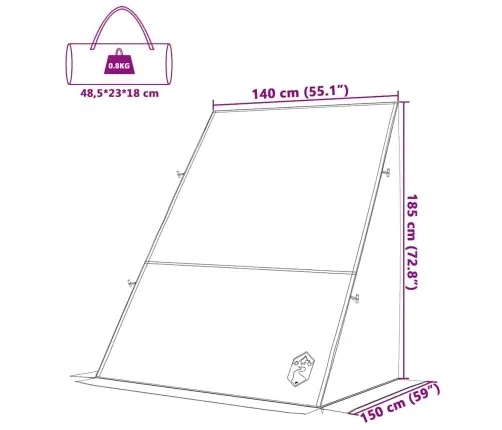 Telts Ar Jumtu Cits Ar Gaisa Ventilāciju Zils Un Melns 190 X 150 X 185 Cm Vidaxl