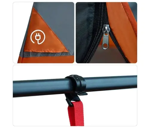 Telts Ar Jumtu Cits Pelēks Un Oranžs Un Melns Vidaxl