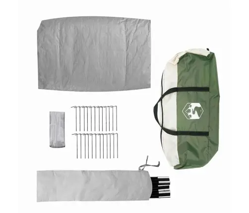 Telts Ar Jumtu Cits Ar Gaisa Ventilāciju Zaļš Un Melns 510 X 240 X 156 Cm Vidaxl