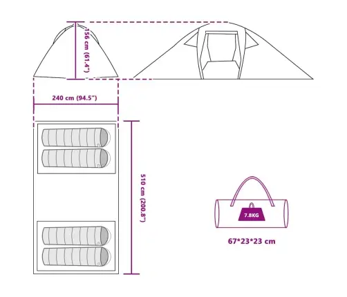 Tunelinė Palapinė Pilka Ir Oranžinė 510 X 240 X 156 Cm Tafta